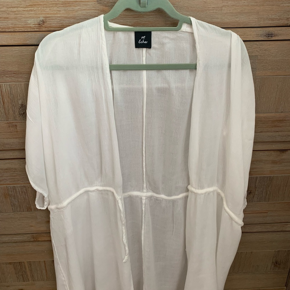 Echo White Sheer cover-up one size